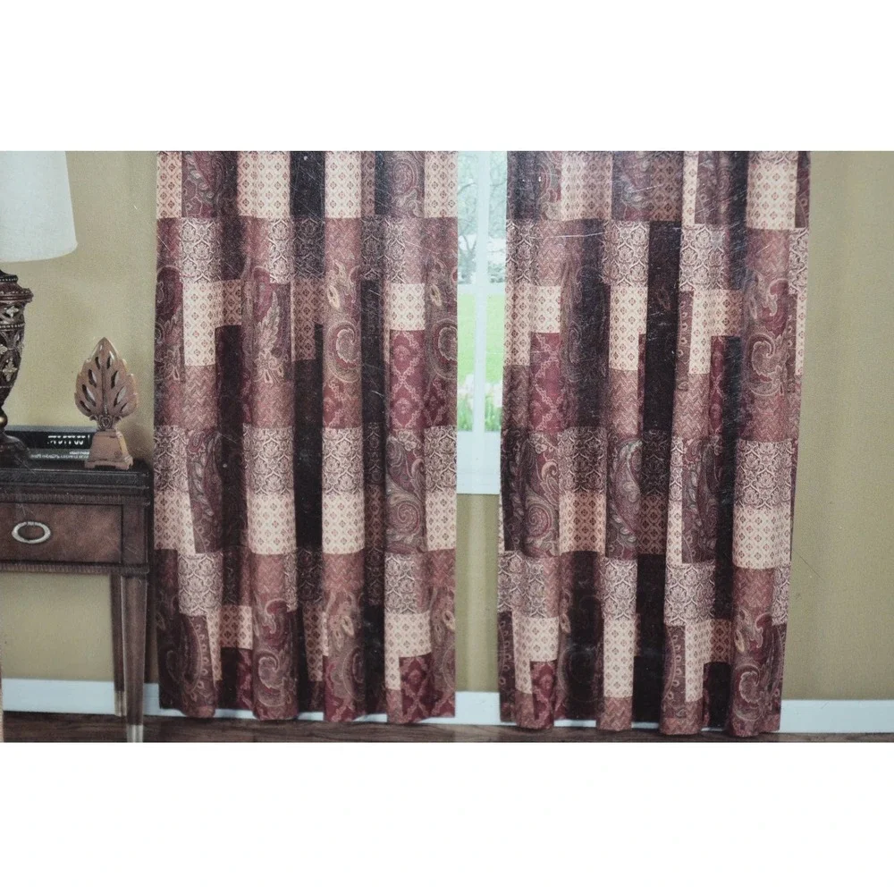 Bedford Manor Paisley patch 50x84 Curtains Panels Polyester One set Vtg